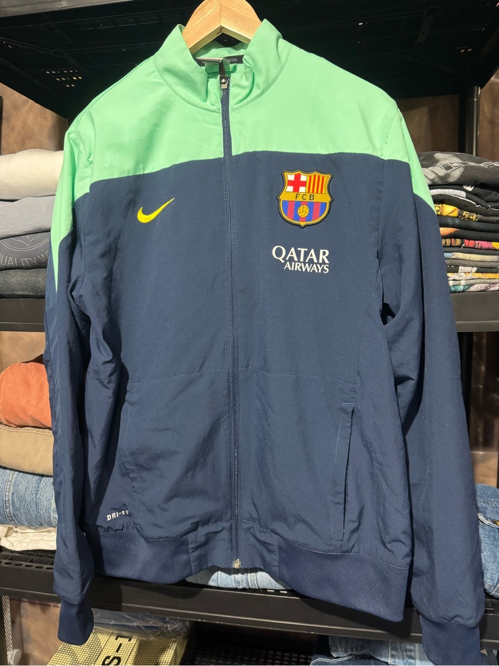 Nike FC Barcelona Navy and Mint Green Track Jacket